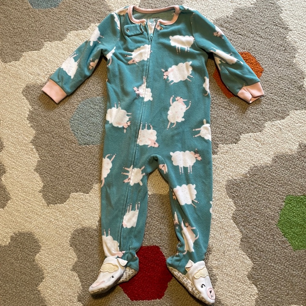 Carter’s 18 month fleece footed pajamas.